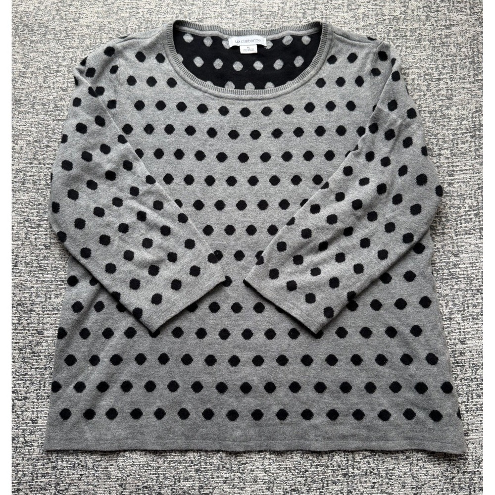 Liz Claiborne Sweater‎ Thick Knit 100% Cotton Crewneck 3/4 Sleeve Women's XL